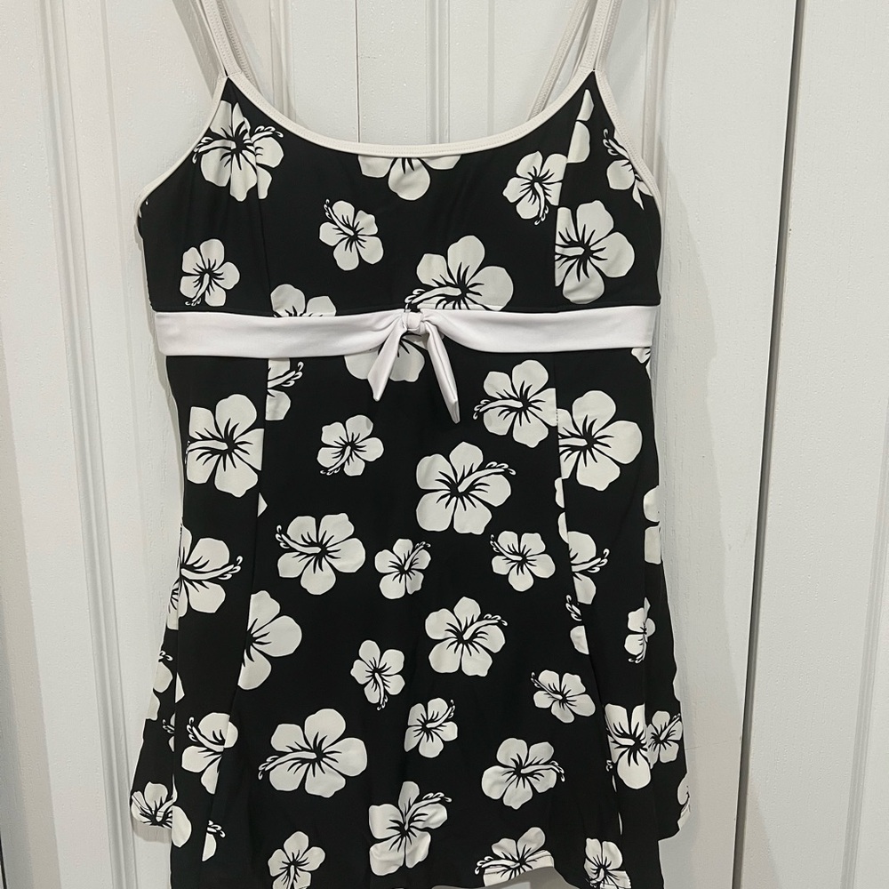 Disney Black and White Floral Swim Dress